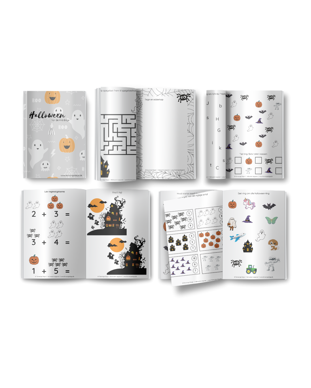 Halloween opgaver til børn - print selv