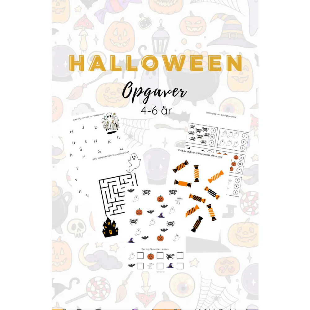 Halloween opgaver til børn - print selv - Variabel