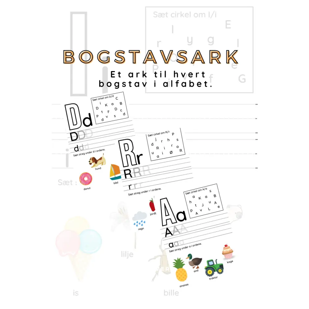 Lær alfabetet med opgaver med bogstaver - print