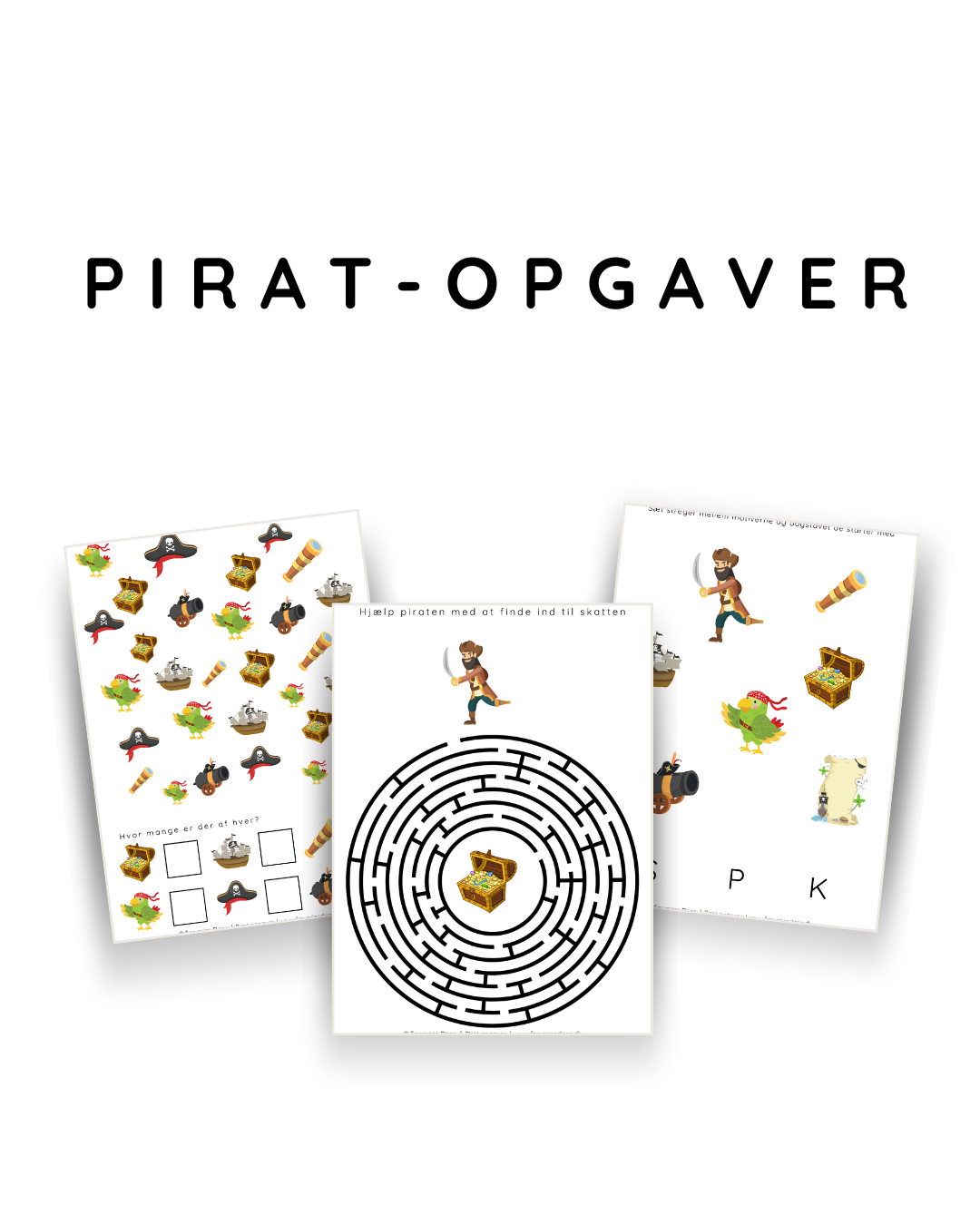 Opgaver med pirat tema - print selv
