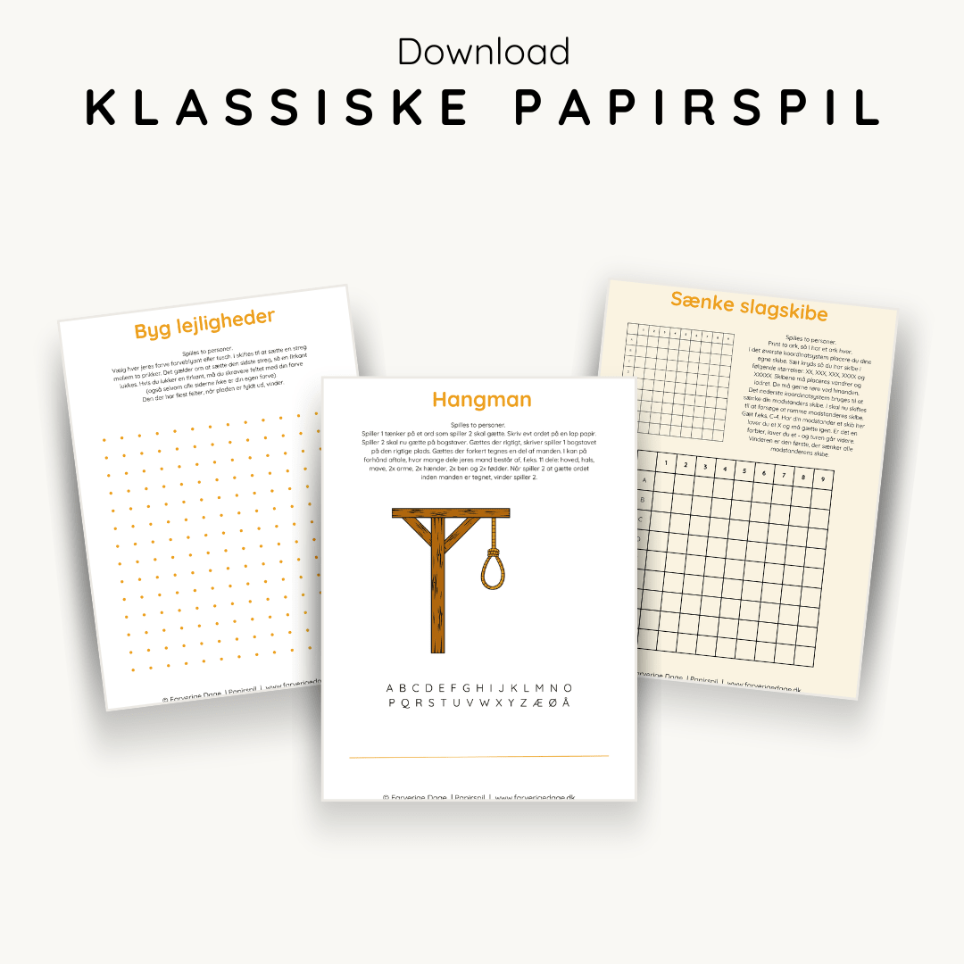 Klassiske papirspil til børn – print-selv spil til hyggelige stunder - Farverigedage