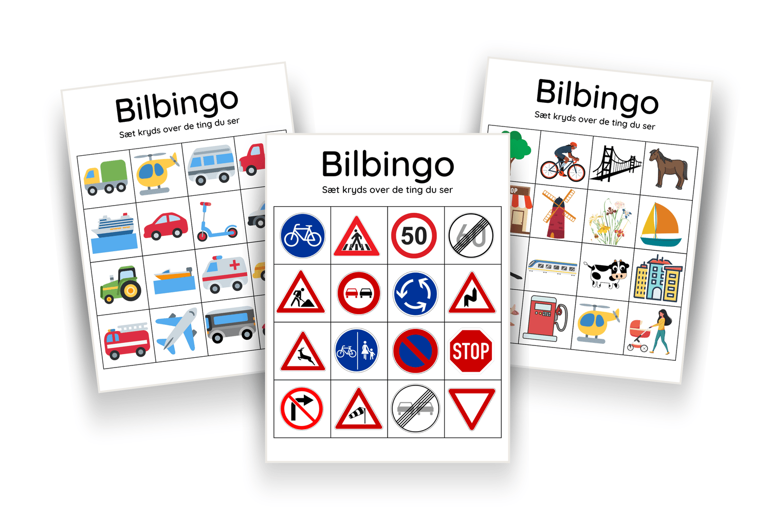 Bilbingo - 4 gratis bilbingo-plader lige til at printe ud - Farverigedage