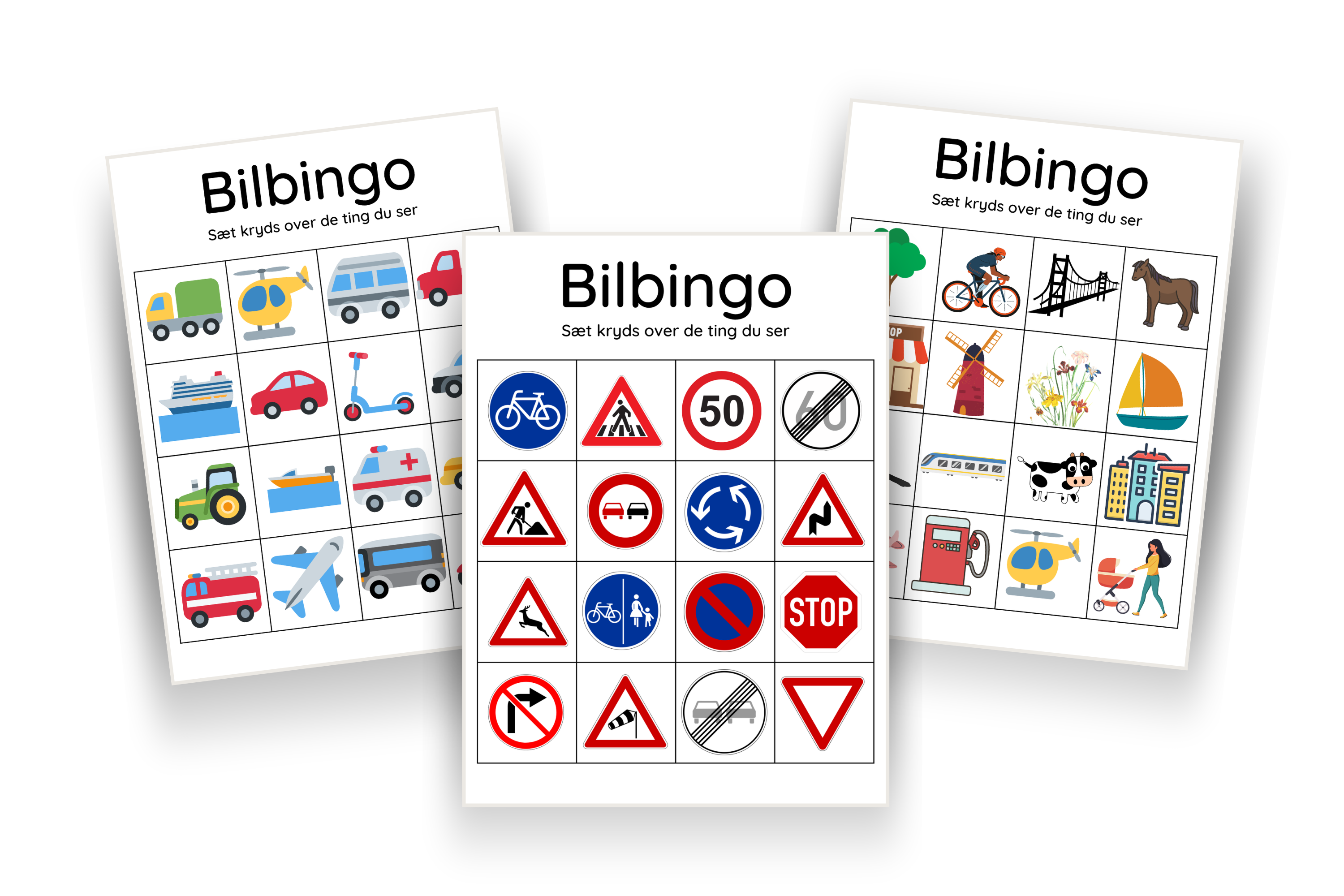 Bilbingo - 4 gratis bilbingo-plader lige til at printe ud