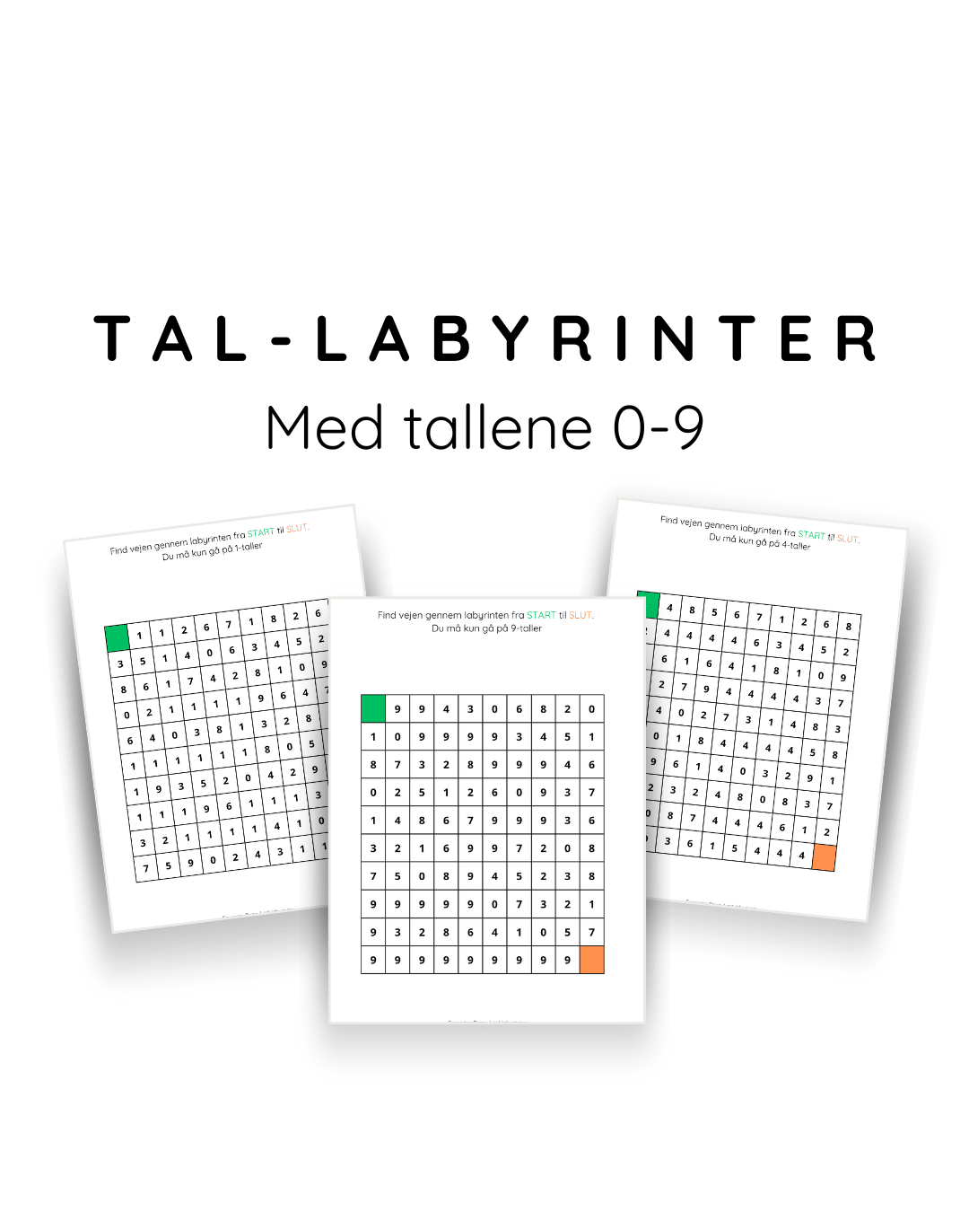 Tal-labyrinter med tallene 0-9 – lær tal gennem leg - Farverigedage