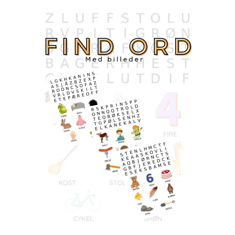 Find ord-opgaver for børn – gratis download til begyndere - Farverigedage