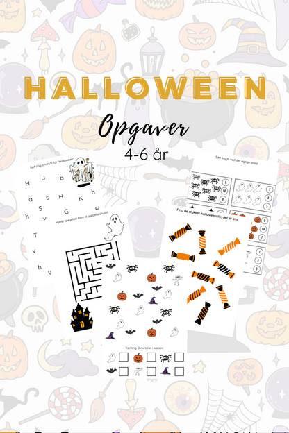 Halloween opgaver til børn - print selv - 6-7 år