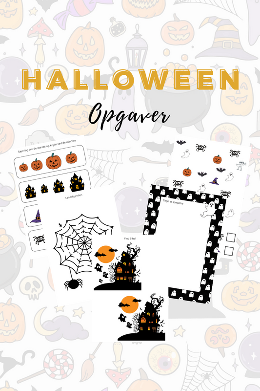 Halloween opgaver til børn - print selv - 2-4 år