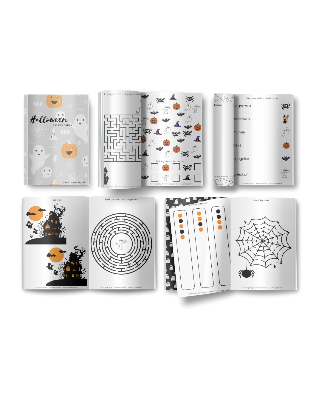 Halloween opgaver til børn - print selv