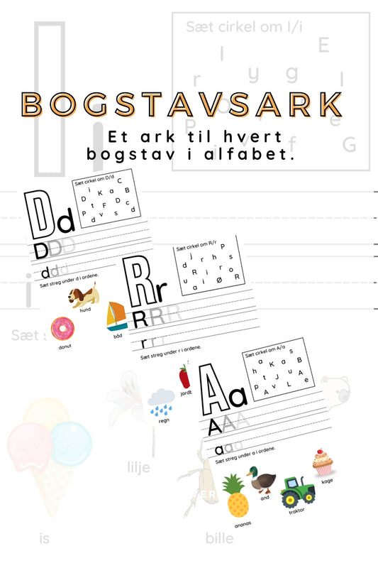 Lær alfabetet med opgaver med bogstaver - print selv