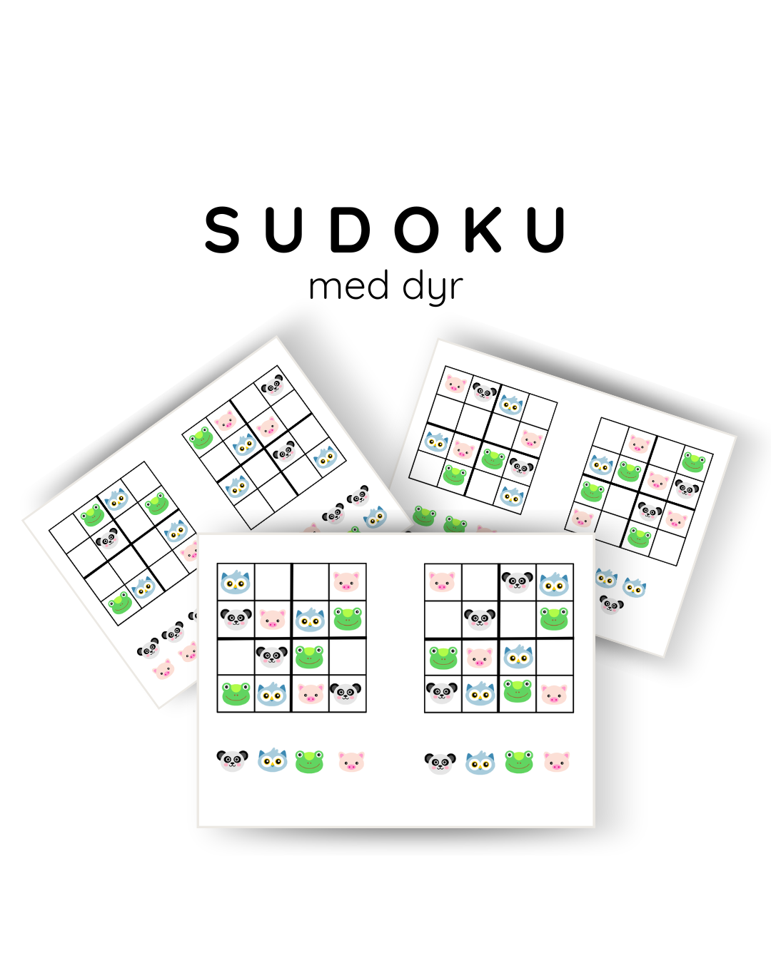 Sudoku for børn med billeder - 4x4 - print selv