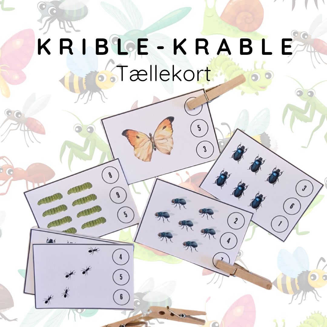 Krible krable tællekort - klemmekort med tal